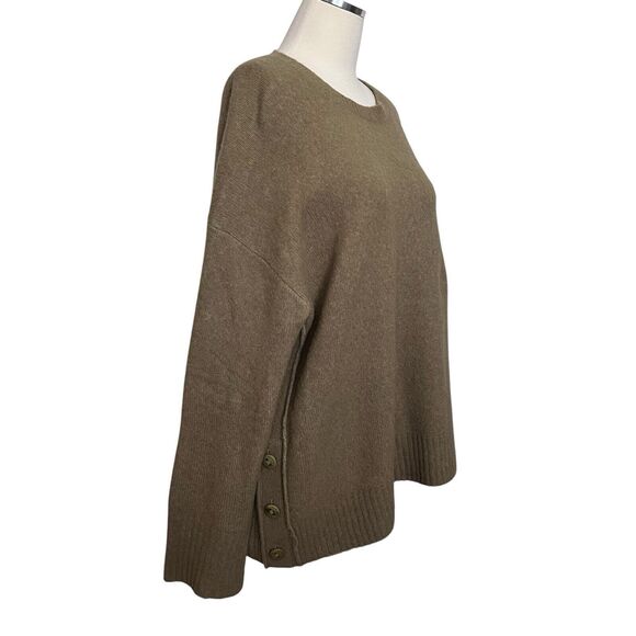 All Saints Women's Sweater Side Button Knitted Crewneck Long Sleeve Green Large - Picture 1 of 11